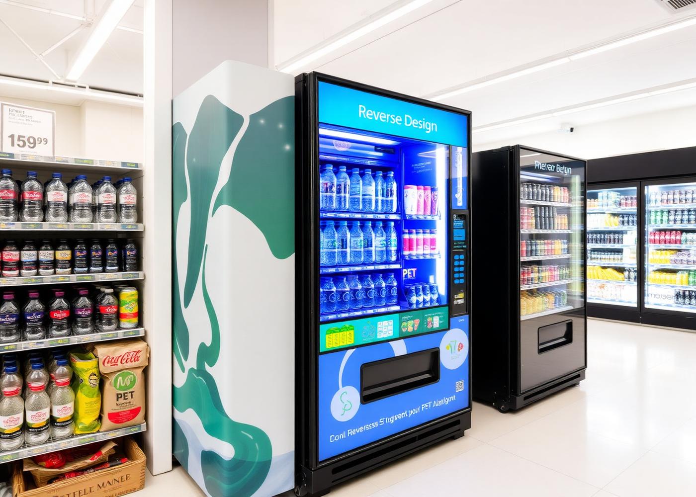 Rücknahmeautomat im Supermarkt für PET-Flaschen und Aluminiumdosen